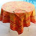 Square tablecloth CACHEMIRE Orange and its 6 napkins 100% cotton