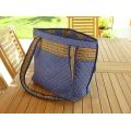 Quilted Shopping Basket Blue Lavender