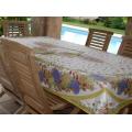 Rectangular Pink Tablecloth 100% Cotton impermeable coating ROSES - LAVANDES 250 x 160 cm