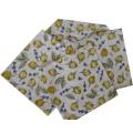 Set of 4 Yellow Napkins 'Roses lavandes'