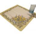 Set of 4 yellow Napkins 'Roses lavandes' 100% cotton