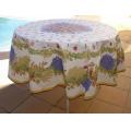 Round Tablecloth Pink 'Roses lavandes' cotton coated 180 cm
