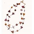 Necklace in precieux wood pearls 2 rows