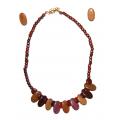 Necklace made of Precious wooden pearls ans its ear rings in mulberry wood