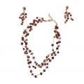Necklace made of Precious wood 3 rows and its ear rings