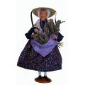 CRIB clay Figurine Santon of Provence Woman with Lavander