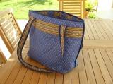 Quilted Shopping Basket Blue Lavender