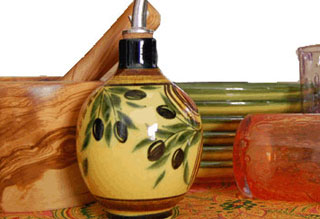 Oil Cruets and plates in Provencal Terra cotta, a large choice of earthenware