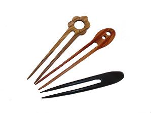 HAIR STICKS AND hAIR FORKS IN WOOD 